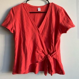Coral Old Navy Faux-Wrap Top